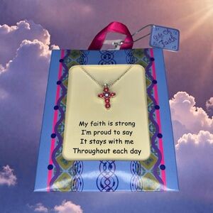 Religious Christian Gift of Faith Cross Necklace Childs Girl 14” Silver Chain